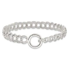 Sterling Silver Polished Double Link 8in Charm Bracelet