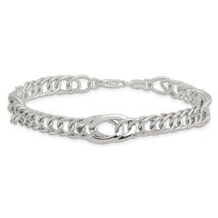 Sterling Silver Rhodium-plated Polished Fancy Link 7.5in Bracelet