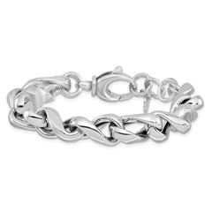 Sterling Silver Rhodium-plated Hollow Link 7.5in w/.5in Ext Bracelet