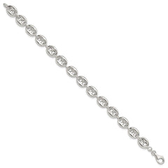 Sterling Silver Polished Fancy Link Bracelet
