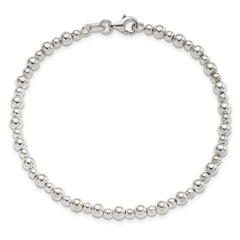 Sterling Silver Rhodium-plated Beaded 7.5in Bracelet