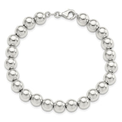 Sterling Silver Rhodium-plated 8mm Beaded 7.5in Bracelet