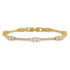 Sterling Silver Gold-tone CZ 7in Bracelet