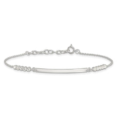 Sterling Silver Rhodium-plated CZ 7in w/1in ext. ID Bracelet