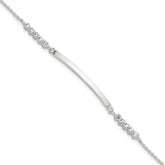 Sterling Silver Rhodium-plated CZ 7in w/1in ext. ID Bracelet