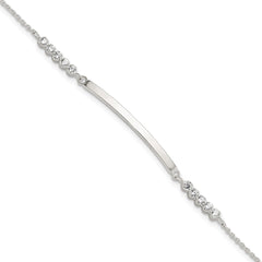 Sterling Silver Rhodium-plated CZ 7in w/1in ext. ID Bracelet