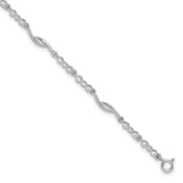 Sterling Silver Rhodium-plated Polished CZ w/2in ext. Bracelet