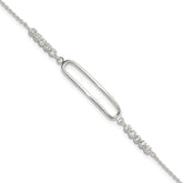 Sterling Silver Rhodium-plated CZ 7in with .75in ext. Bracelet