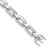 Sterling Silver Rhodium-plated with CZ Open Link 7.25in Bracelet