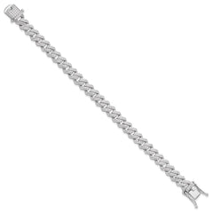 Sterling Silver Rhodium-plated Micro Pavâ CZ Monaco Link 7.5in Bracelet
