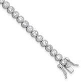 Sterling Silver Rhodium-plated 3.5 mm Round CZ 7.5in Tennis Bracelet