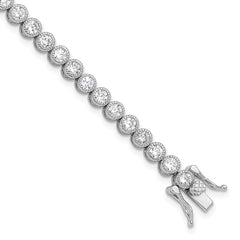 Sterling Silver Rhodium-plated 3.5 mm Round CZ 7.5in Tennis Bracelet