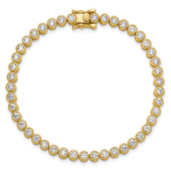Sterling Silver Gold-tone 4mm Round CZ 7.5in Tennis Bracelet