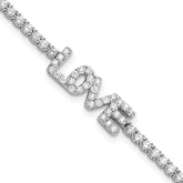 Sterling Silver Rhodium-plated CZ LOVE 7.25in Tennis Bracelet