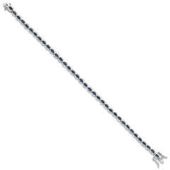 Sterling Silver Rhodium-plated with Blue and White CZ 7.5in Bracelet