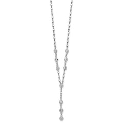 Sterling Silver Rhodium-plated CZ Drop Dangle 18in w/2in Ext. Necklace