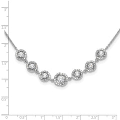 Pure Fire Sterling Silver Rhod-plated Fancy CZ 17.75in w/2in ext Necklace