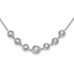 Pure Fire Sterling Silver Rhod-plated Fancy CZ 17.75in w/2in ext Necklace