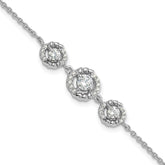 Pure Fire Sterling Silver Rhod-plated Fancy CZ 7in w/1in ext Bracelet