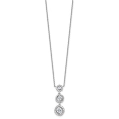 Pure Fire Sterling Silver Rhod-plated Fancy 16in w/2in ext CZ Dangle Neckla