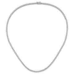 Sterling Silver Rhodium-plated Polished CZ Tennis Necklace