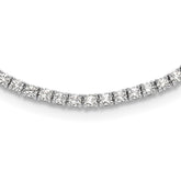 Sterling Silver Rhodium-plated Polished CZ Tennis Necklace
