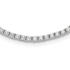 Sterling Silver Rhodium-plated Polished CZ Tennis Necklace