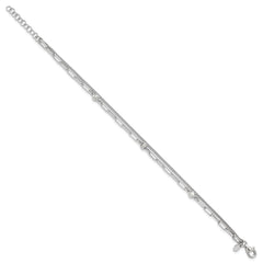 Sterling Silver Rhodium-plated CZ 2 Strand 6.75in w/1in ext. Bracelet