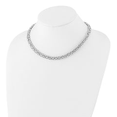 Sterling Silver Rhodium-plated 8.25mm Byzantine Link 17in Necklace