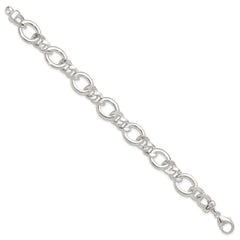 Sterling Silver Polished Flat Fancy Link Bracelet
