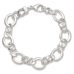 Sterling Silver Polished Flat Fancy Link Bracelet