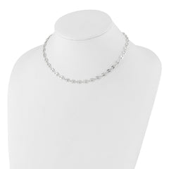 Sterling Silver Rhodium-plated 16in with 2in ext. Fancy Link Necklace