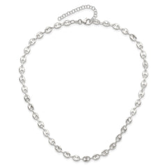 Sterling Silver Rhodium-plated 16in with 2in ext. Fancy Link Necklace