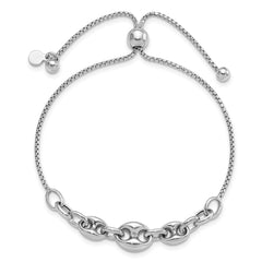 Sterling Silver Rhodium-plated Fancy Adjustable Bracelet - 2