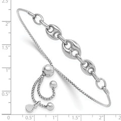Sterling Silver Rhodium-plated Fancy Adjustable Bracelet - 2