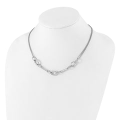 Sterling Silver Rh-plated 18in w/1.5in ext Interlocking Circles Necklace