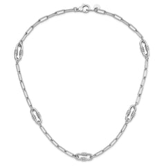 Sterling Silver Rhodium-plated Hollow Paperclip Link 24in Necklace