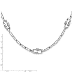 Sterling Silver Rhodium-plated Hollow Paperclip Link 24in Necklace