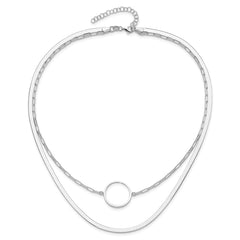 Sterling Silver Rhodium-plated 2 Strand 16in w/2in ext Necklace