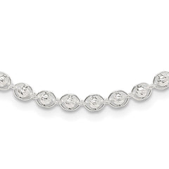 Sterling Silver Polished and Diamond Cut Beaded Necklace