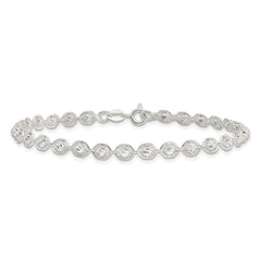 Sterling Silver Polished and Diamond Cut Beaded Bracelet