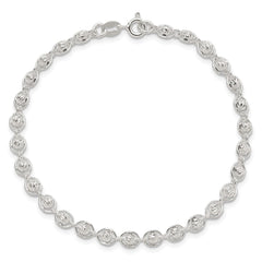 Sterling Silver Polished and Diamond Cut Beaded Bracelet