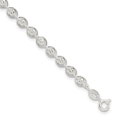 Sterling Silver Polished and Diamond Cut Beaded Bracelet