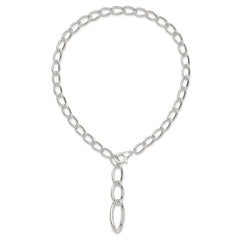 Sterling Silver Polished and Hollow Fancy Link Drop Necklace