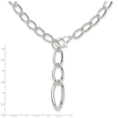Sterling Silver Polished and Hollow Fancy Link Drop Necklace