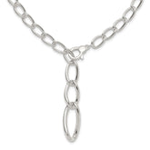 Sterling Silver Polished and Hollow Fancy Link Drop Necklace