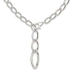 Sterling Silver Polished and Hollow Fancy Link Drop Necklace