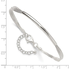 Sterling Silver Polished Multi-Strand 7in w/1in ext. Tube Bracelet