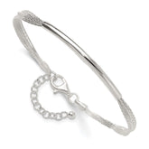Sterling Silver Polished Multi-Strand 7in w/1in ext. Tube Bracelet