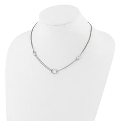 Sterling Silver Rh-plated 18in w/2in ext Fancy 2-Strand Ovals Necklace